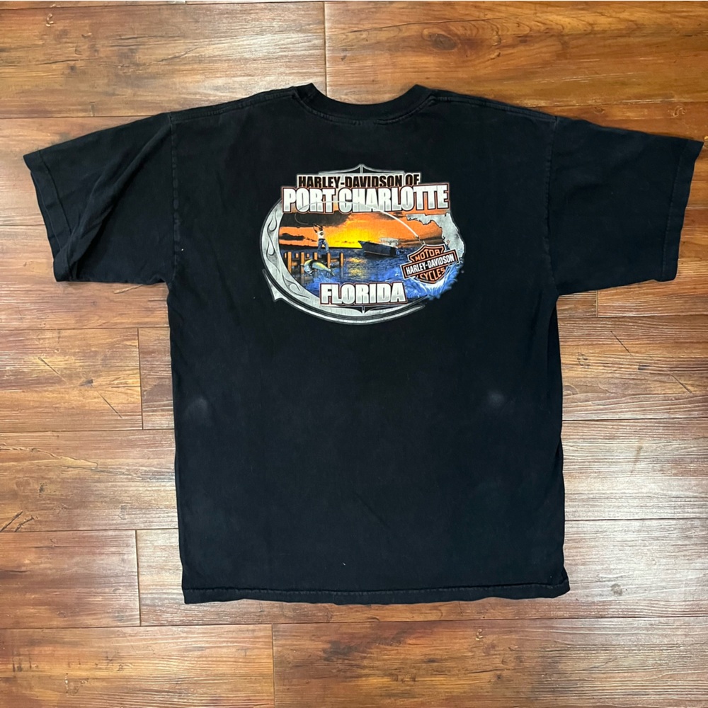 Vintage Harley Daidson Motorcycles Port Charlotte Florida Black Pocket Tee